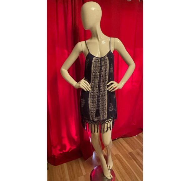Band of Gypsies Sleeveless Scoop Neck Fringe Hem Dress Size XS - Picture 6 of 10